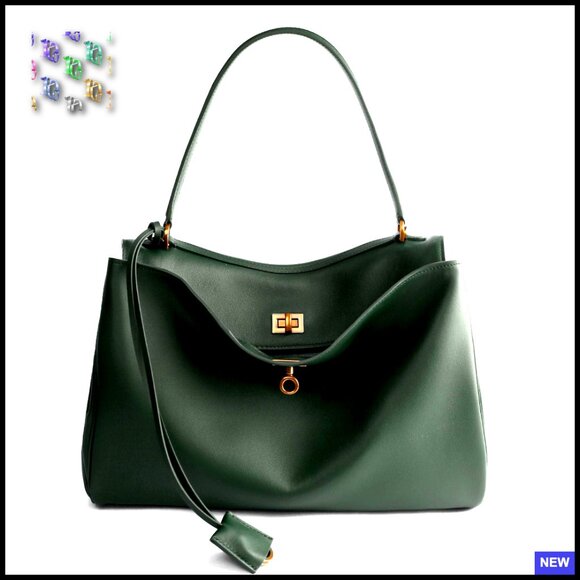 Genuine Leather Tote Bag Large Satchel Purse Adjustable Strap Travel Work
